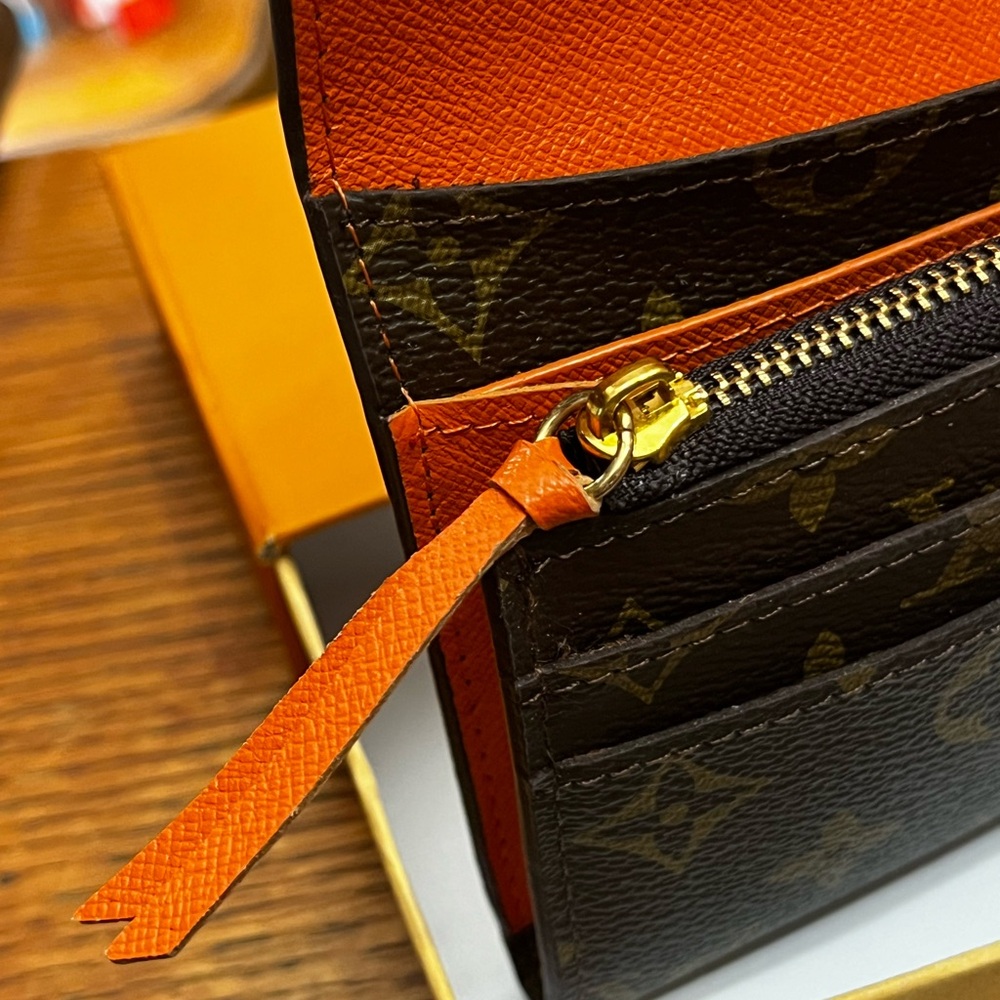 Louis Vuitton Emillie Monogram Orange Button Wallet With Box - Picture 5 of 7